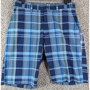 Nautica Plaid Shorts Mens 32‎ Casual Golf Hike Blue